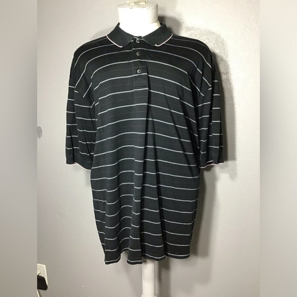 Croft & Barrow Polo Shirt Men’s Sz XLT 3 Button Collared Short Sleeve Black